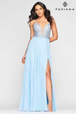 Style S10431 Faviana Blue Size 6 Side slit Dress on Queenly