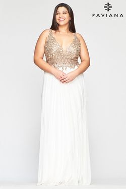 Style 9428 Faviana White Size 24 Rose Gold Straight Dress on Queenly