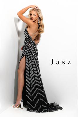 Style 7363 Jasz Couture Black Size 6 Side slit Dress on Queenly