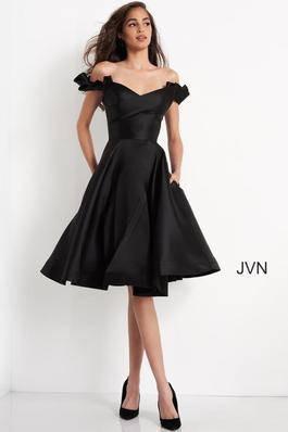 Style JVN04718 Jovani Black Size 14 Flare Plus Size Cocktail Dress on Queenly