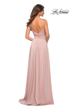 Style 30571 La Femme Pink Size 16 Jersey Plus Size Side slit Dress on Queenly