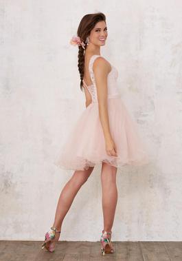 Style 9443 Morilee Light Pink Size 10 Sheer Cocktail Dress on Queenly