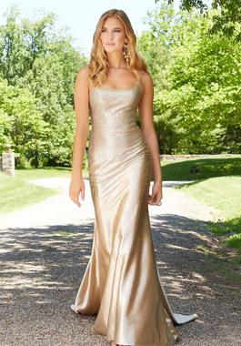 Style 47018 Morilee Gold Size 14 Plus Size Square Neck Mermaid Dress on Queenly