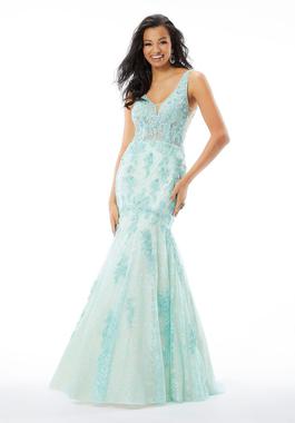 Style 46014 Morilee Green Size 2 Jewelled Sequin Turquoise Mermaid Dress on Queenly