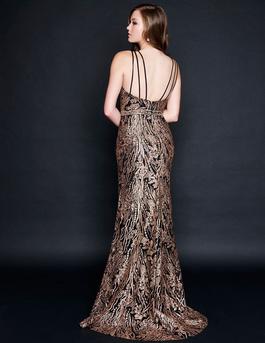 Style 8203 Nina Canacci Rose Gold Size 4 Black Straight Dress on Queenly