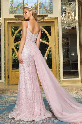 Style PS22910 Portia and Scarlett Pink Size 6 Overskirt Side slit Dress on Queenly