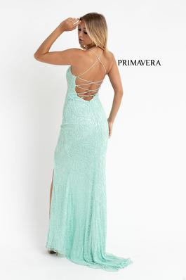Style 3638 Primavera Green Size 6 Cut Out Spaghetti Strap Side slit Dress on Queenly