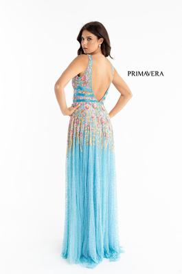 Style 3728 Primavera Blue Size 18 Multicolor Backless A-line Dress on Queenly