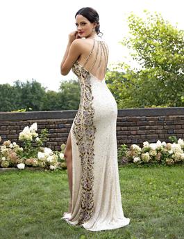 Style 3217 Primavera Nude Size 4 Cut Out Halter Side slit Dress on Queenly