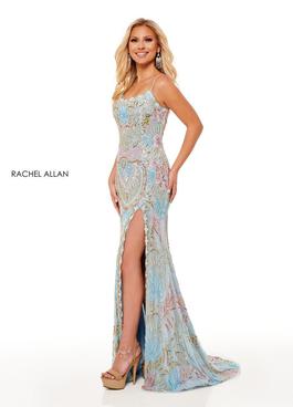Style 70002 Rachel Allan Blue Size 8 Pageant Side slit Dress on Queenly