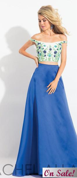 Style 6081  Rachel Allan Blue Size 2 Military Two Piece Square Neck Mermaid Dress on Queenly