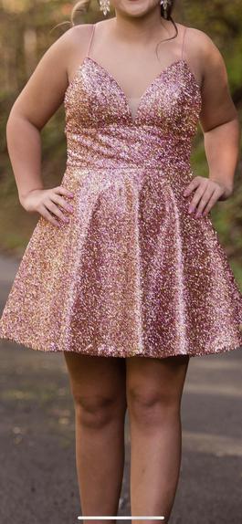 Rachel Allan Pink Size 10 Shiny Spaghetti Strap Jewelled Homecoming A-line Dress on Queenly