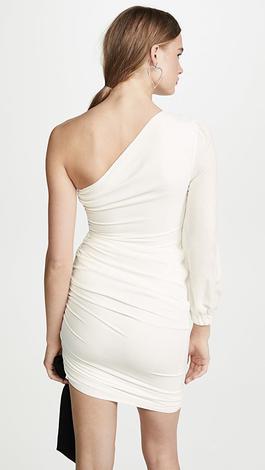 Misha Collection White Size 4 Bridal Shower One Shoulder Interview Cocktail Dress on Queenly