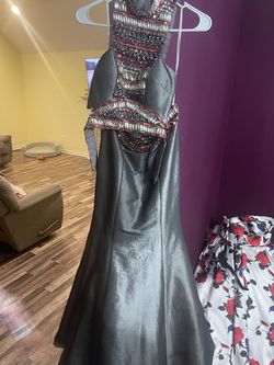 Rachel Allan Silver Size 0 Black Tie 70 Off $300 Mermaid Dress on Queenly
