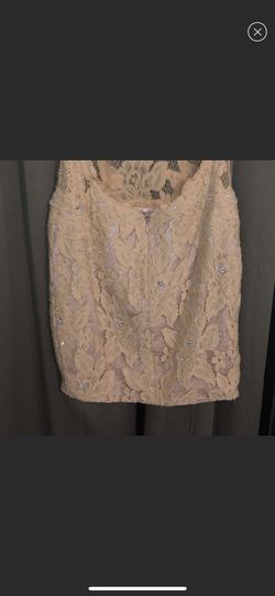 Jovani Nude Size 0 Summer Euphoria Sheer Lace Cocktail Dress on Queenly