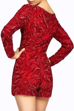 Mac Duggal Red Size 8 Fun Fashion Sequin Long Sleeve Cocktail Dress on Queenly