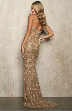 Style 54255 Sherri Hill Gold Size 2 Pageant Silver Straight Dress on Queenly