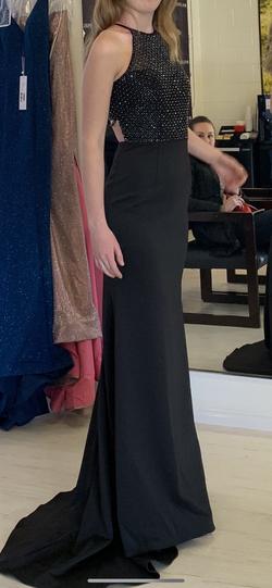 Sherri Hill Black Size 0 Sheer Boat Neck Pageant Straight Dress on Queenly