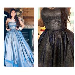 Sherri Hill Blue Size 6 Strapless Shiny Prom Ball gown on Queenly