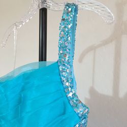 Style E147007 Laffe Jasmine Blue Size 12 Sequined Prom Pageant Mermaid Dress on Queenly