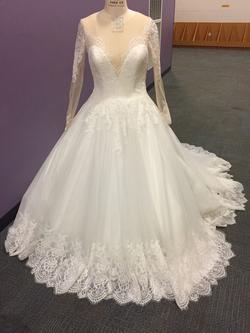 Allure White Size 18 Sleeves Long Sleeve Ball gown on Queenly