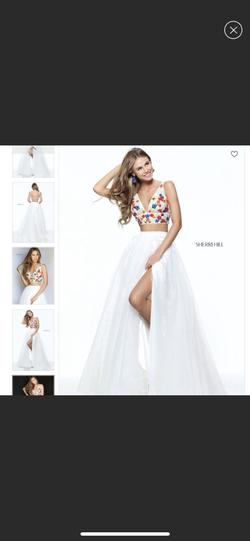 Sherri Hill White Size 2 Two Piece Plunge Side Slit Ivory A-line Dress on Queenly