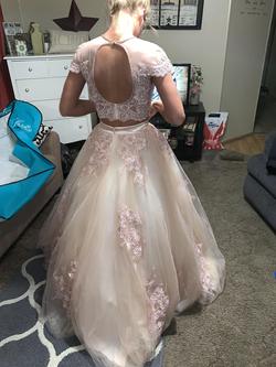 Mori Lee Light Pink Size 2 Sheer Ball gown on Queenly