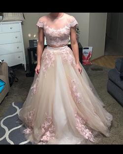 Mori Lee Light Pink Size 2 Sheer Ball gown on Queenly