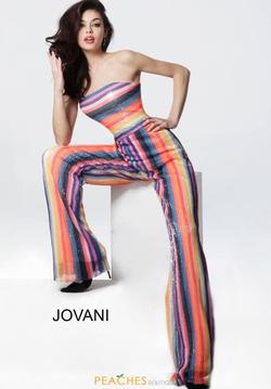 Style 1075 Jovani Multicolor Size 4 Flare Black Tie Interview Jumpsuit Dress on Queenly
