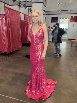 Jovani Pink Size 4 Floor Length Sequined Euphoria A-line Dress on Queenly
