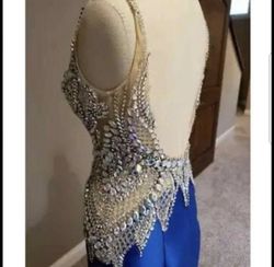 Jovani Blue Size 6 Short Height Mermaid Dress on Queenly