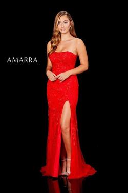 Amarra collection Red Size 6 Polyester Side Slit Wedding Guest Mermaid Dress on Queenly