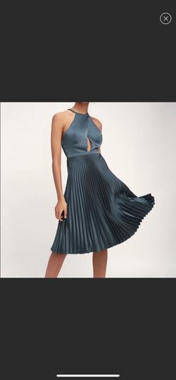 PIA Blue Size 0 Midi $300 Satin Cocktail Dress on Queenly