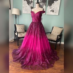 Jovani Pink Size 14 Sweetheart Ombre Pattern Pageant Ball gown on Queenly