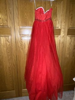 Rachel Allan Red Size 4 Sweetheart Sequin Tulle Train Dress on Queenly