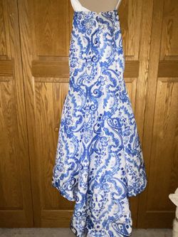 Sherri Hill Light Blue Size 4 Strapless Military Sweetheart Mermaid Dress on Queenly