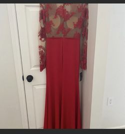 Nicole Bakti Red Size 2 50 Off V Neck Sheer Floor Length Side slit Dress on Queenly