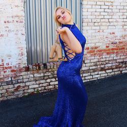 Jovani Blue Size 6 Prom Straight Dress on Queenly