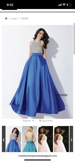 Jovani Blue Size 2 Sequin Pockets Ball gown on Queenly