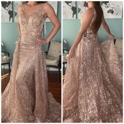 Jovani Pink Size 0 Rose Gold Coral Fitted Prom Mermaid Dress on Queenly