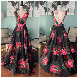 Jovani Multicolor Size 2 Floral Backless $300 Ball gown on Queenly