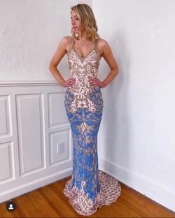 Sherri Hill Gold Size 00 Jersey Straight Dress on Queenly