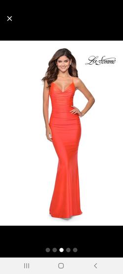La Femme Orange Size 2 Coral Military Straight Mermaid Dress on Queenly