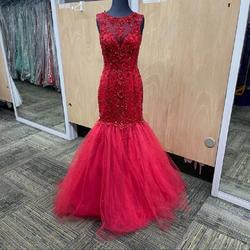 Style 98032 Mori Lee Red Size 10 Backless Homecoming Jewelled Mermaid Dress on Queenly