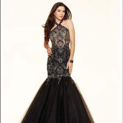 Style 98026 Mori Lee Black Size 2 Halter Tulle Backless Homecoming Mermaid Dress on Queenly