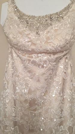 Maggie Sottero White Size 12 Floor Length Boat Neck Medium Height Train Dress on Queenly