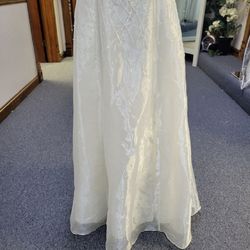 Style X1230 Nina Canacci White Size 10 Sequined Floor Length Embroidery A-line Dress on Queenly