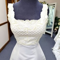 Style 1060 Precious Formals White Size 4 Lace Backless Pageant Cotillion Ball gown on Queenly