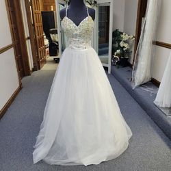 Style P21056 Precious Formals White Size 0 Tall Height Sheer Jewelled Prom Ball gown on Queenly