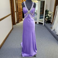 Style P20832 Precious Formals Purple Size 6 Silk Lavender A-line Dress on Queenly